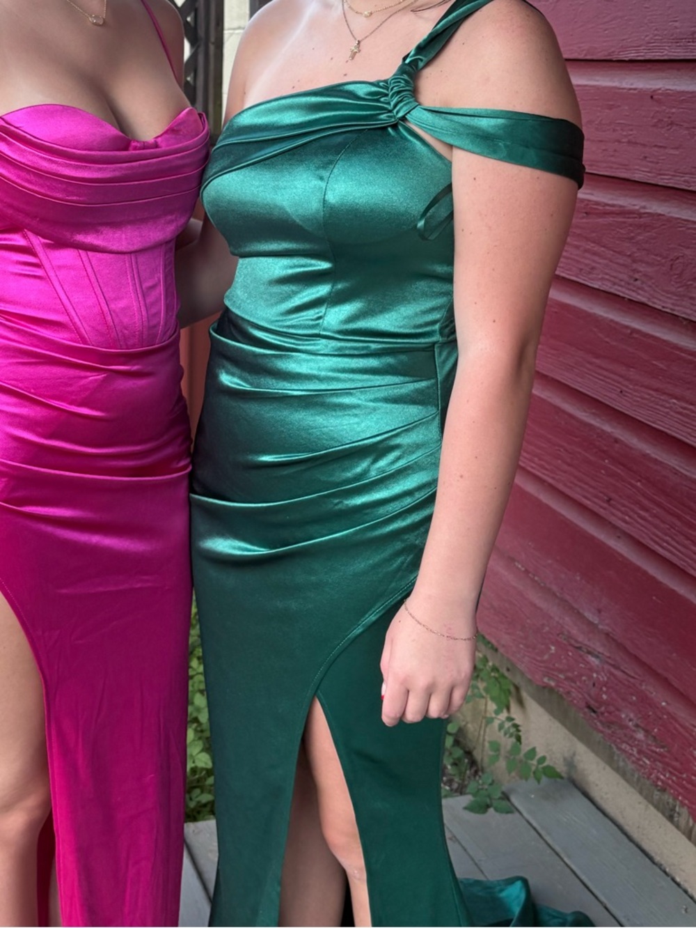 Emerald green Satin Evening Dress